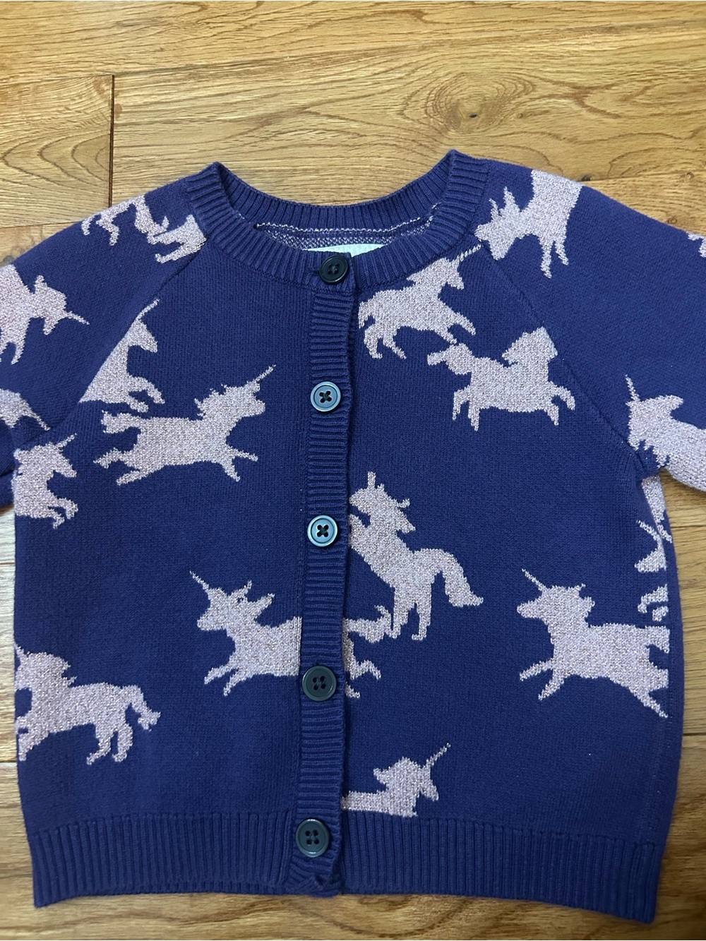 Tea Collection Girls 2-3 Unicorn Cardigan Purple Lavender Shimmer Sweater